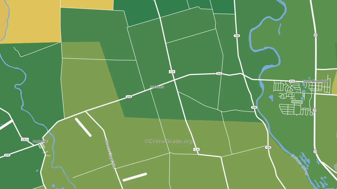 Robtown, OH Map of Burglary Rates