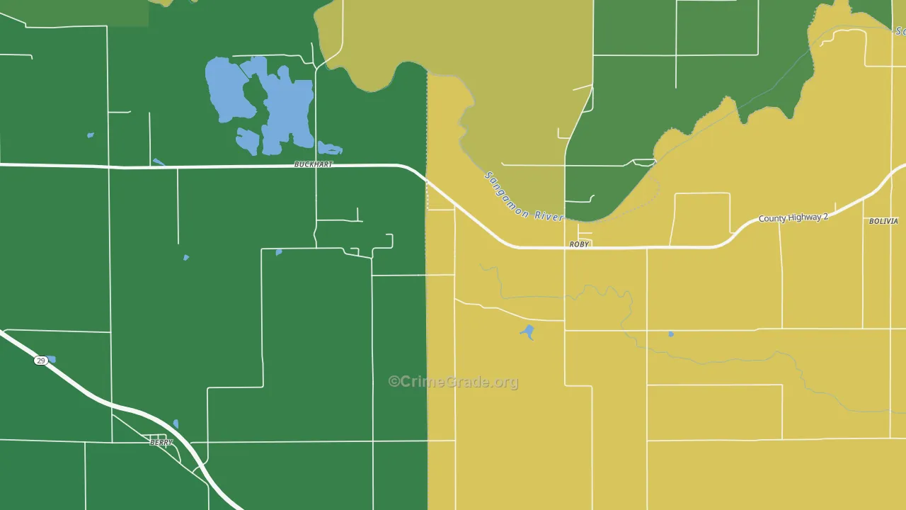 Roby, IL Map of Burglary Rates
