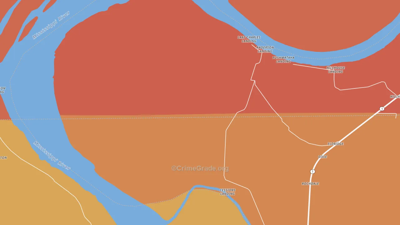 Rochdale, MS Map of Burglary Rates
