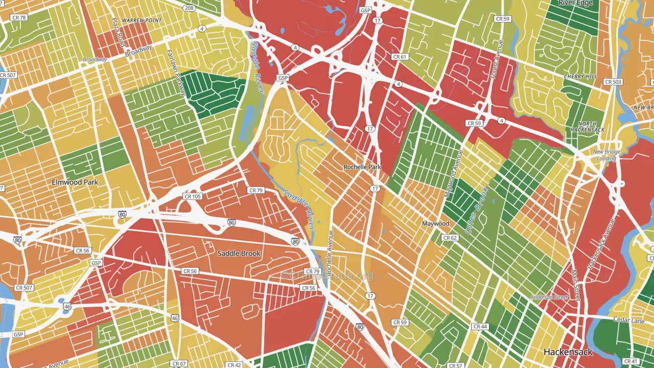 Rochelle Park, NJ Map of Burglary Rates