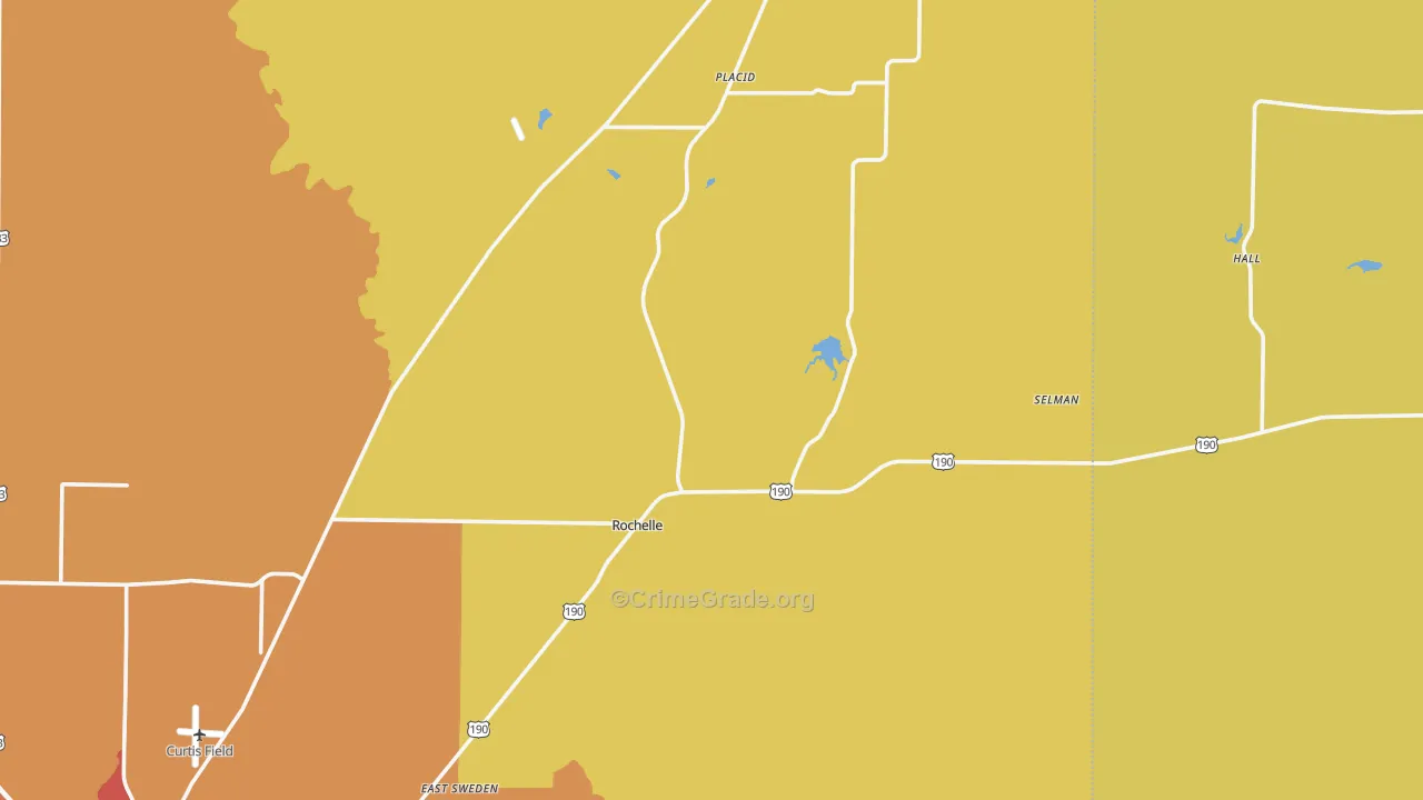 Rochelle, TX Map of Burglary Rates