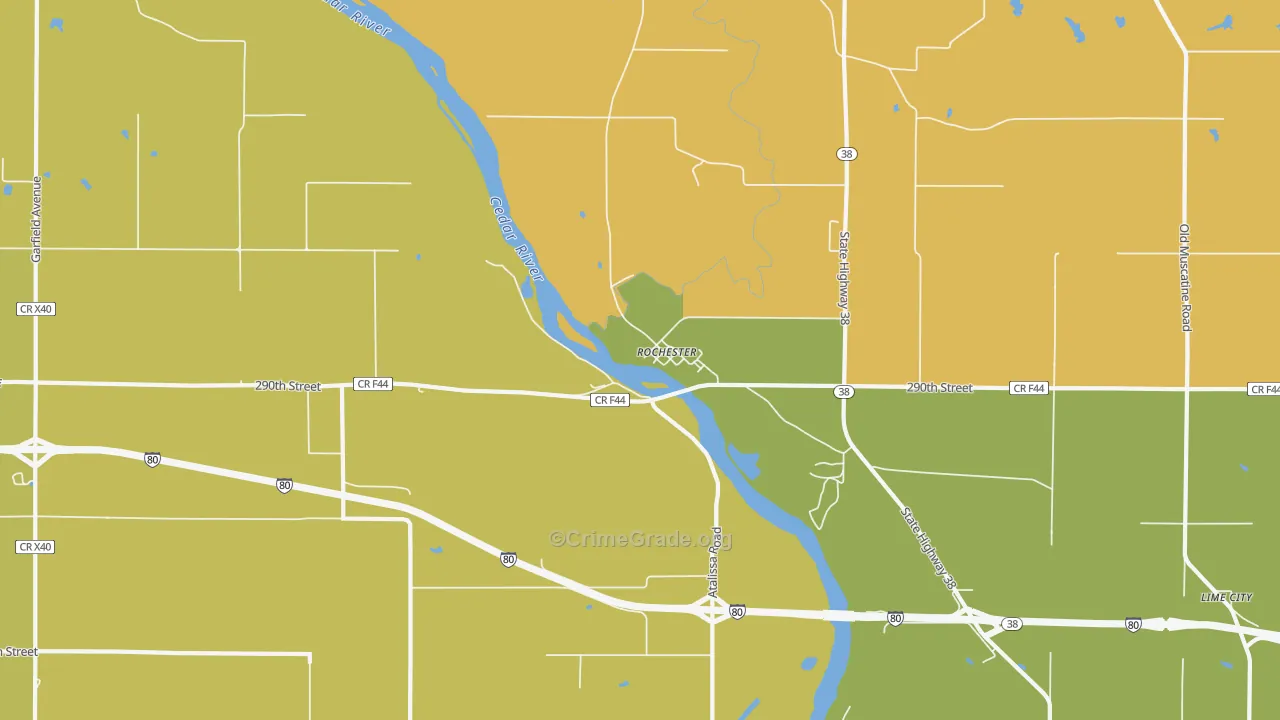 Rochester, IA Map of Burglary Rates