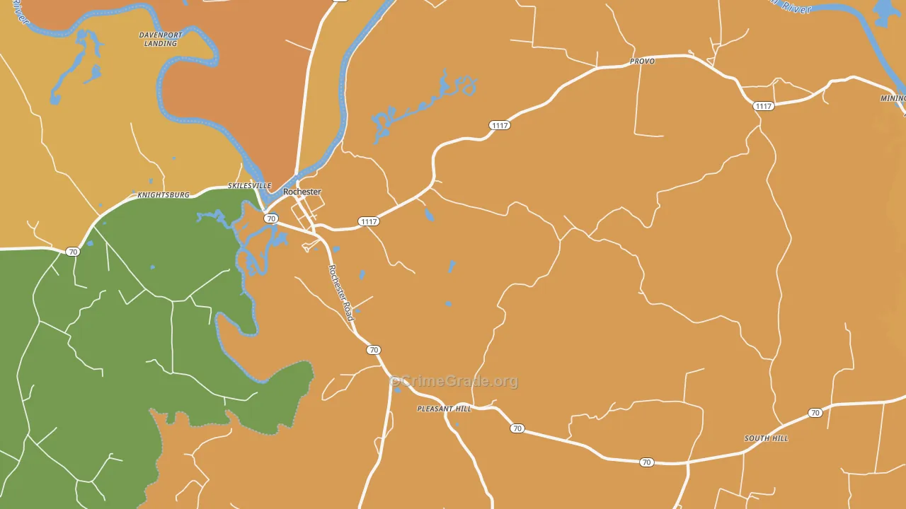 Rochester, KY Map of Burglary Rates
