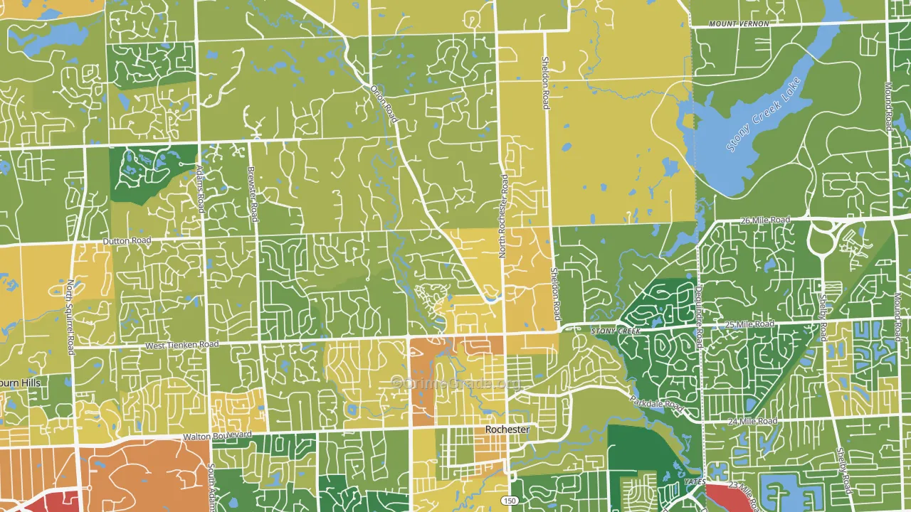 Rochester, MI Map of Burglary Rates