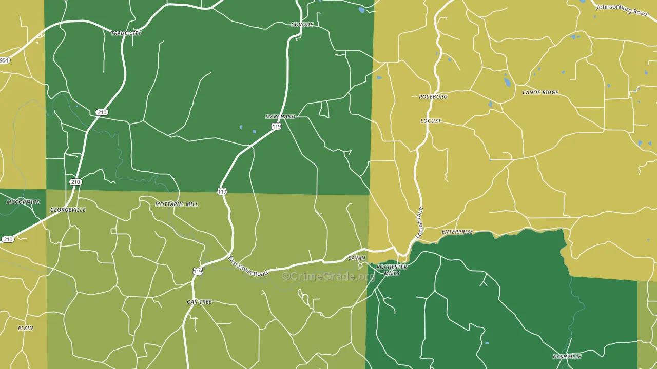 Rochester Mills, PA Map of Burglary Rates