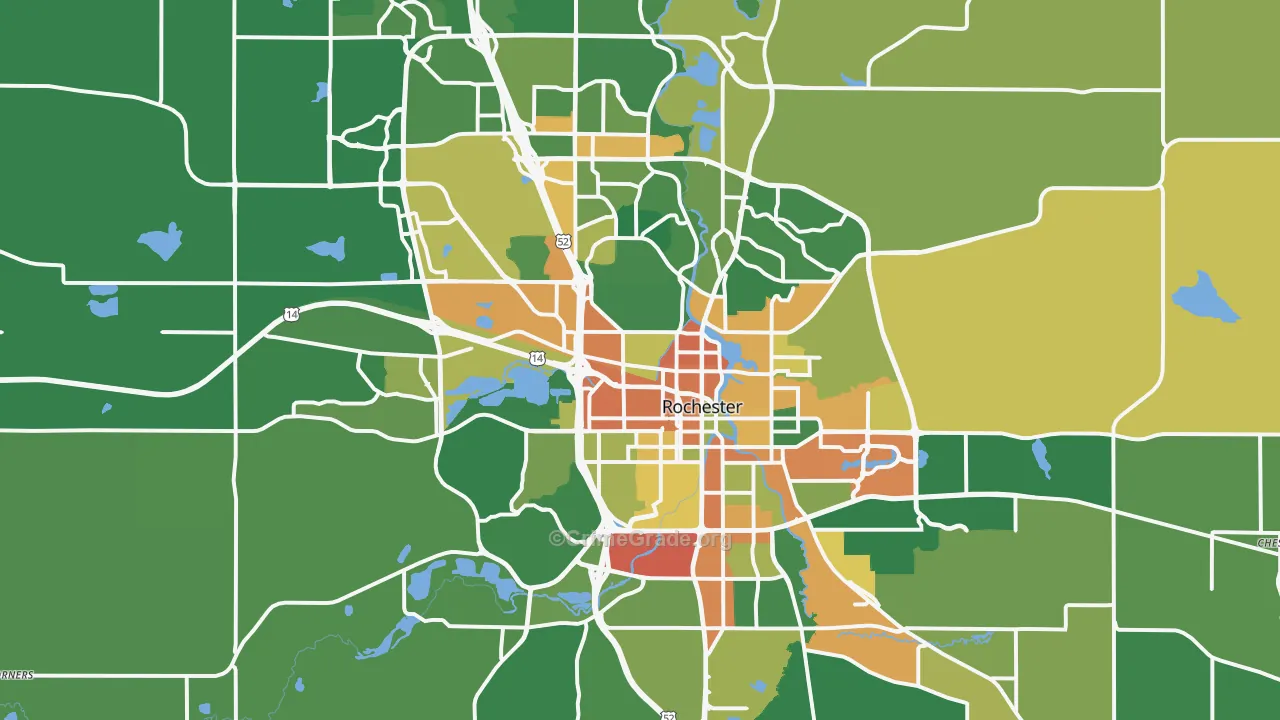 Rochester, MN Map of Burglary Rates