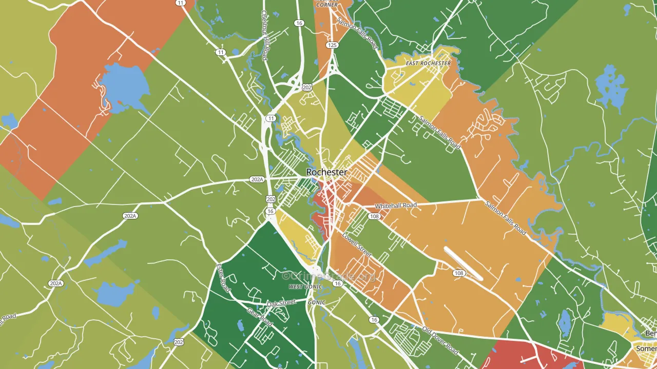 Rochester, NH Map of Burglary Rates