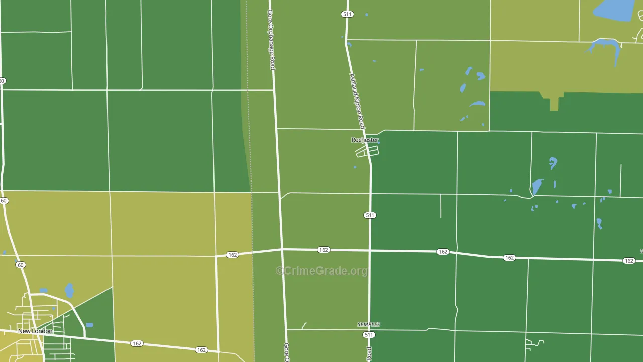Rochester, OH Map of Burglary Rates