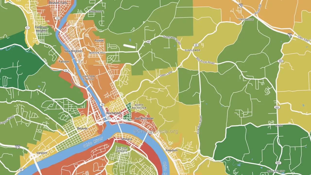 Rochester, PA Map of Burglary Rates