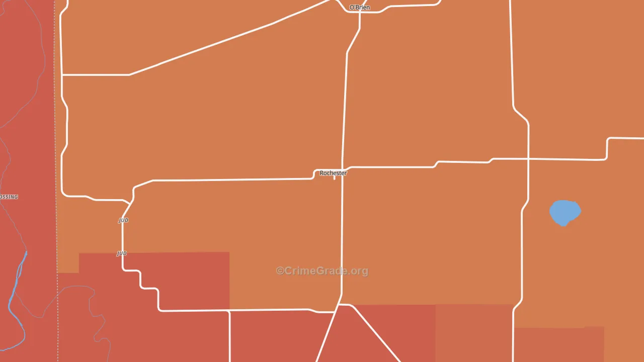 Rochester, TX Map of Burglary Rates