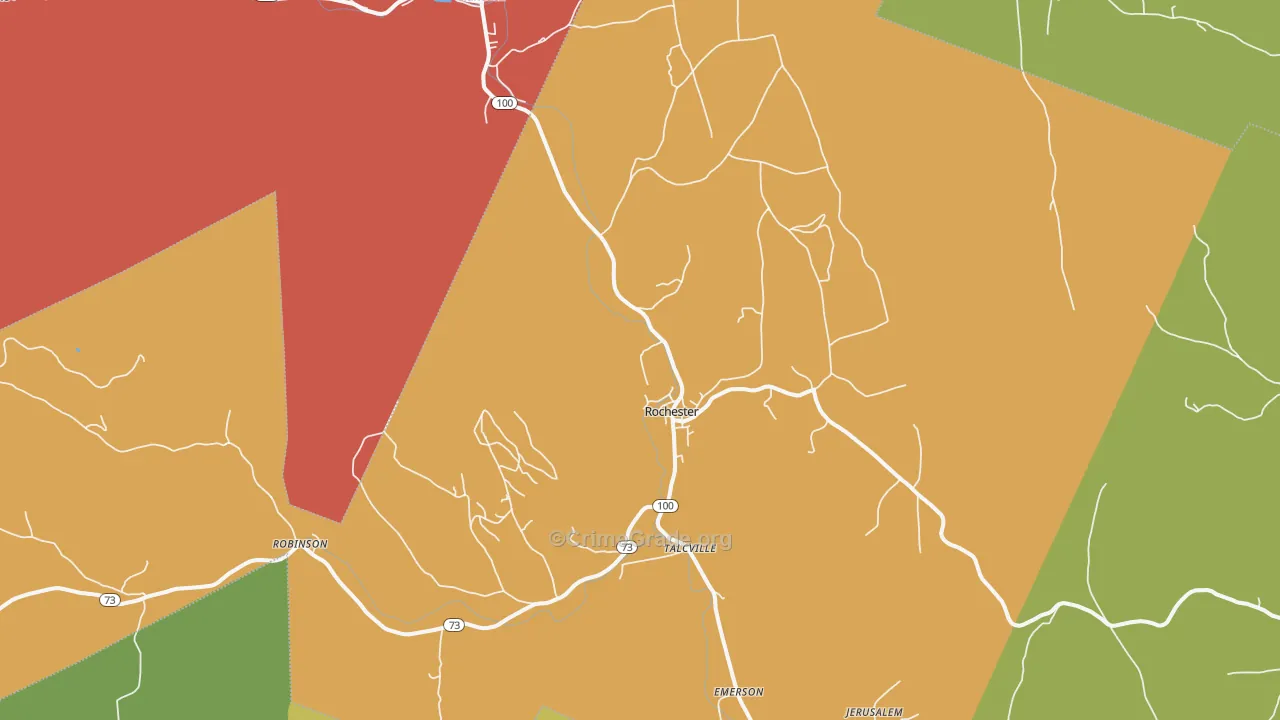 Rochester, VT Map of Burglary Rates