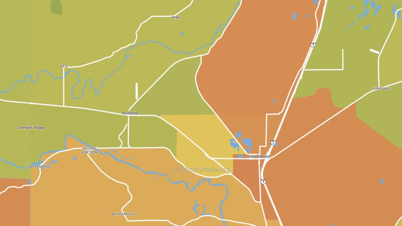 Rochester, WA Map of Burglary Rates