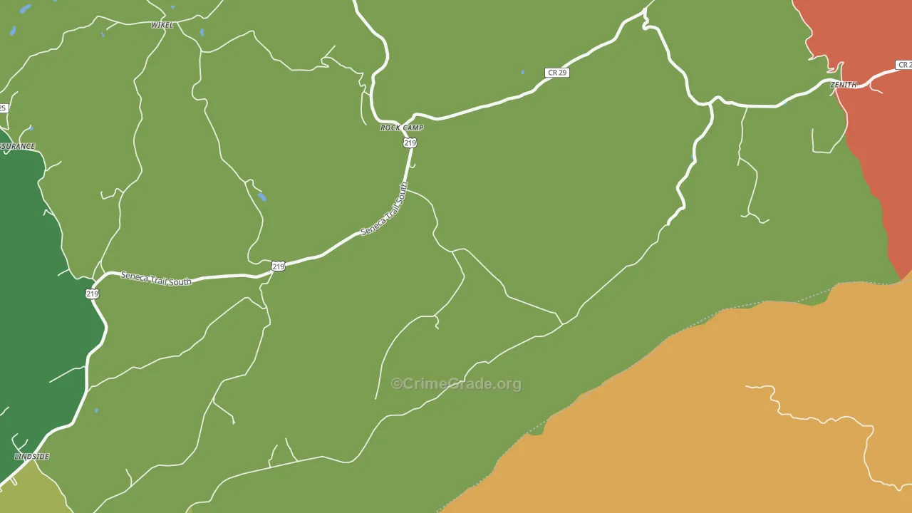 Rock Camp, WV Map of Burglary Rates