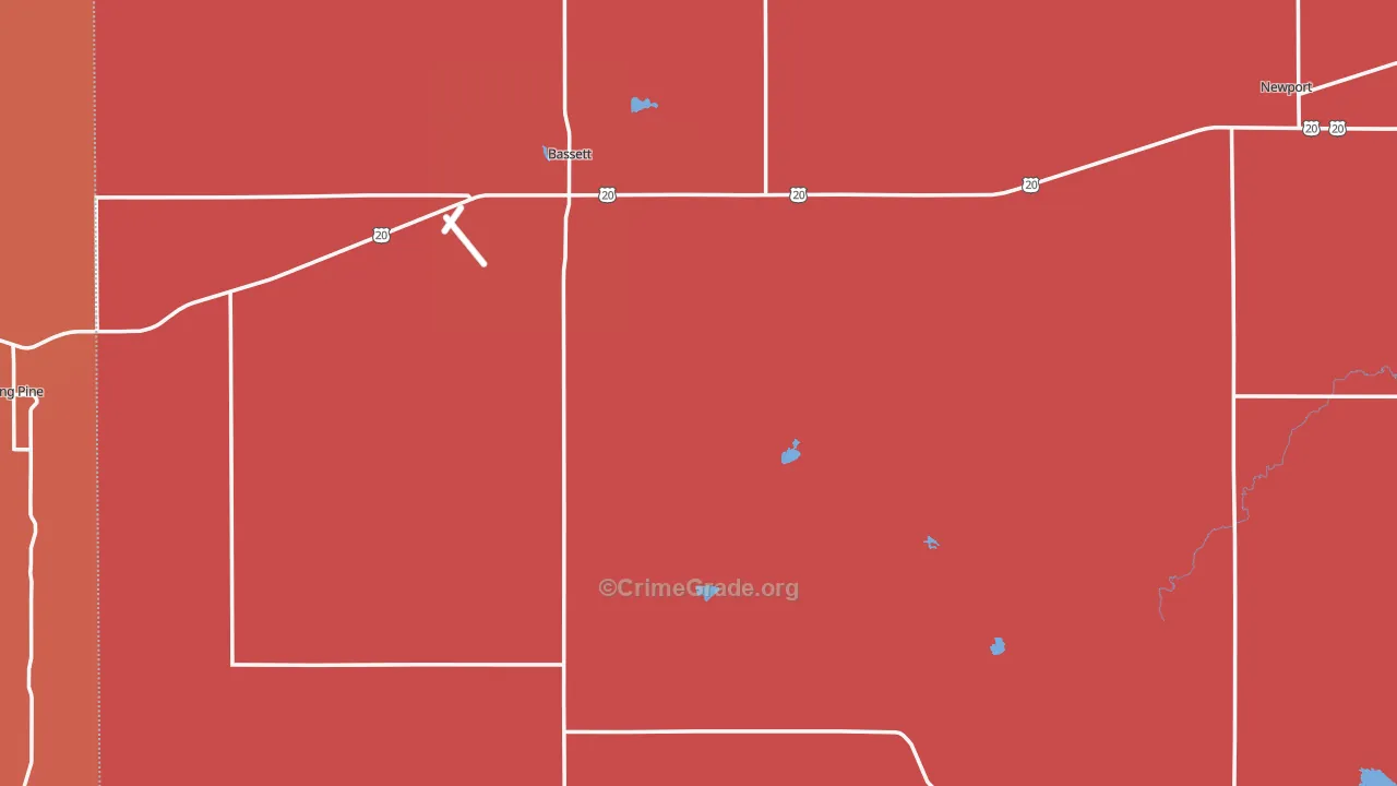 Rock County, NE Map of Burglary Rates