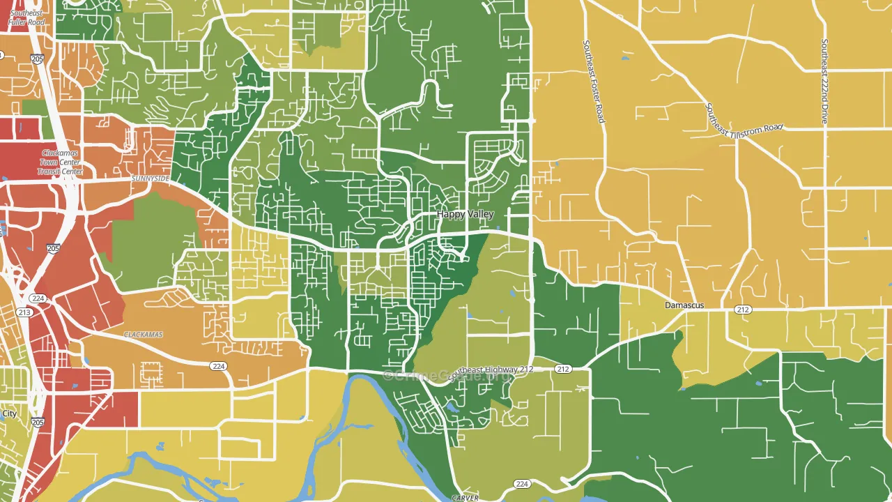Rock Creek, Clackamas, OR Map of Burglary Rates