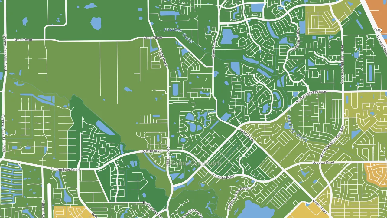 Rock Creek, Cypress, TX Map of Burglary Rates