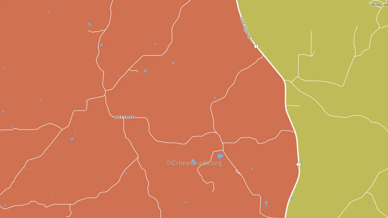 Rock Creek, IL Map of Burglary Rates