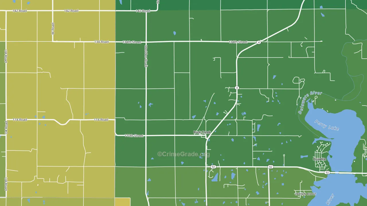 Rock Creek, KS Map of Burglary Rates
