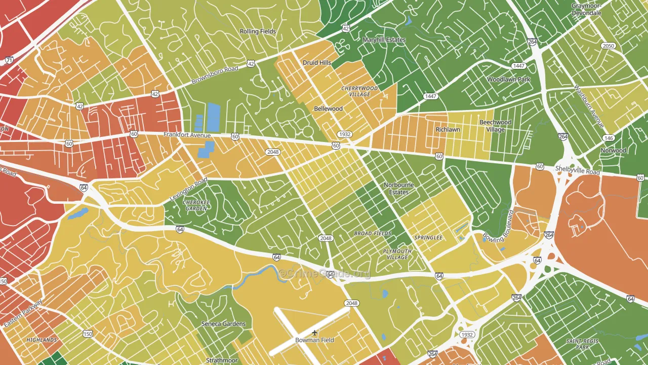Rock Creek Lexington Road, Louisville, KY Map of Burglary Rates