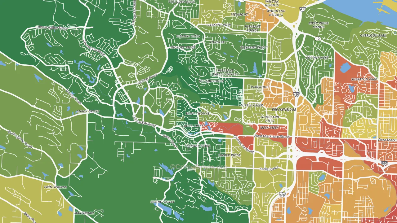 Rock Creek, Little Rock, AR Map of Burglary Rates