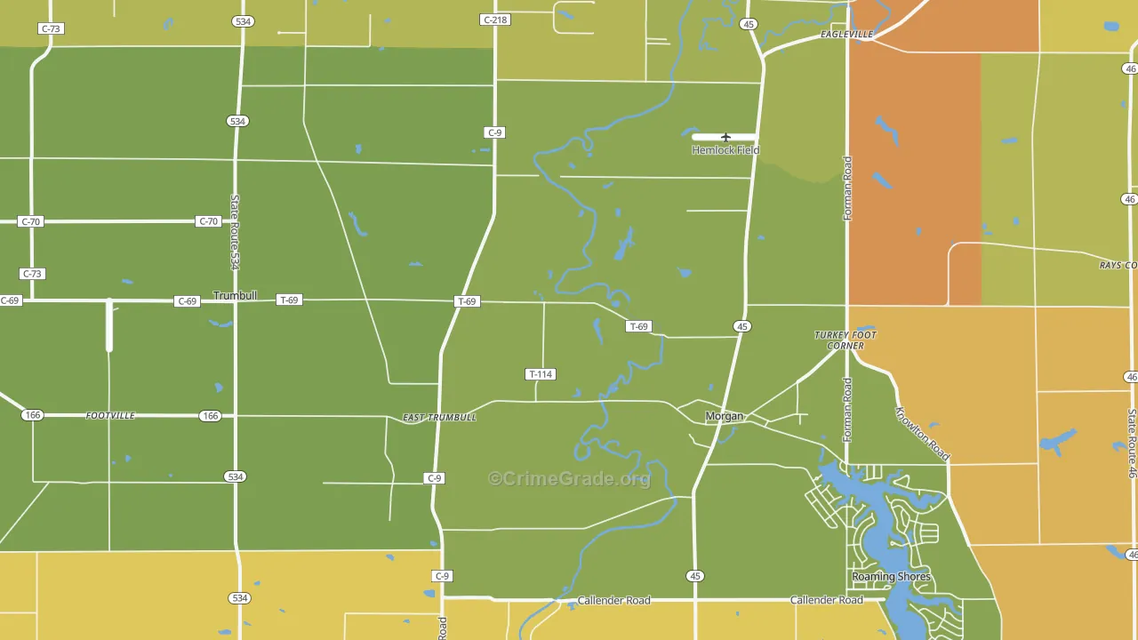 Rock Creek, OH Map of Burglary Rates