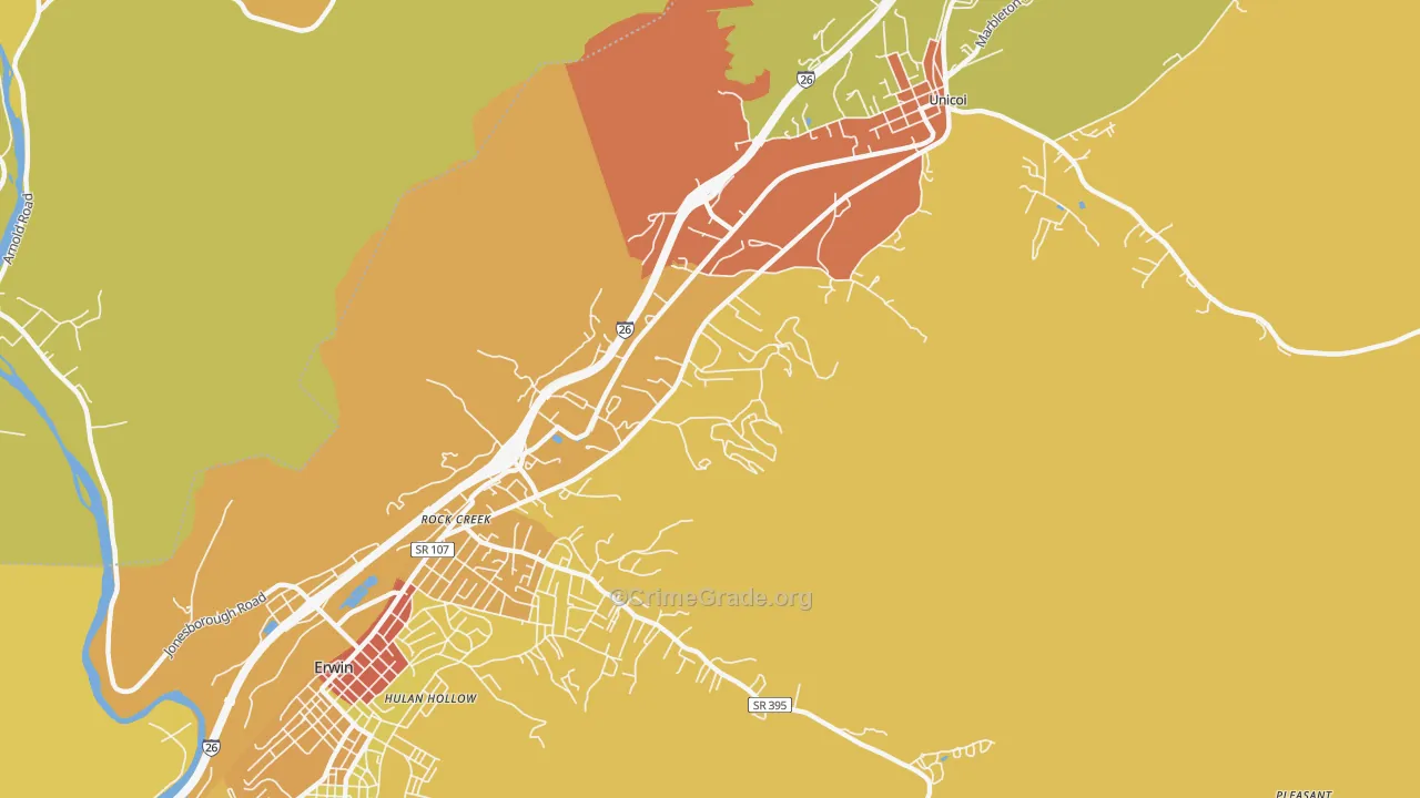 Rock Creek, TN Map of Burglary Rates