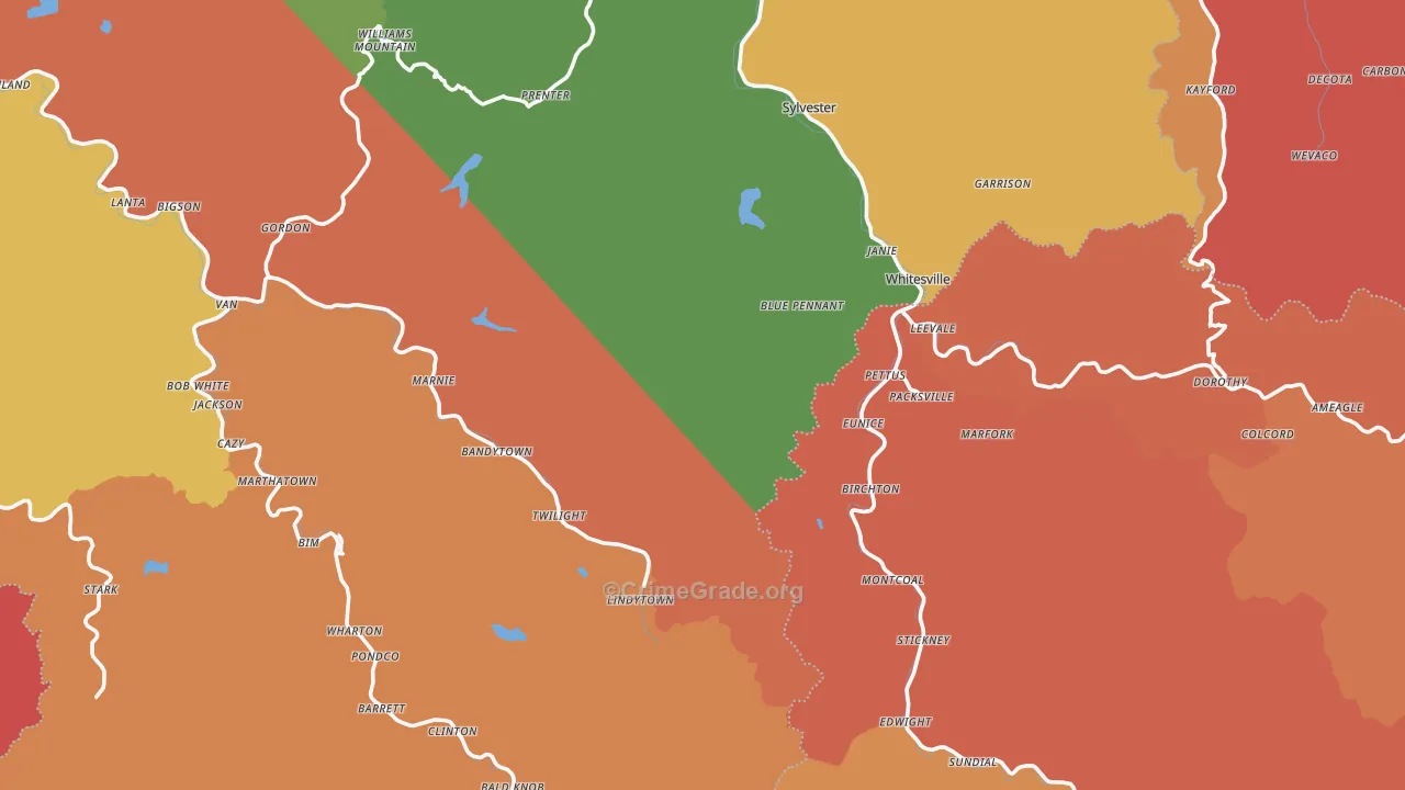 Rock Creek, WV Map of Burglary Rates