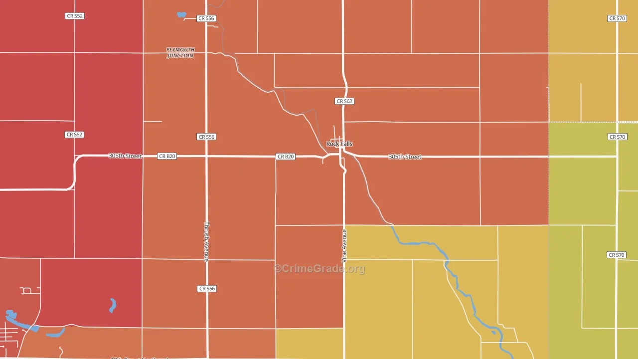 Rock Falls, IA Map of Burglary Rates