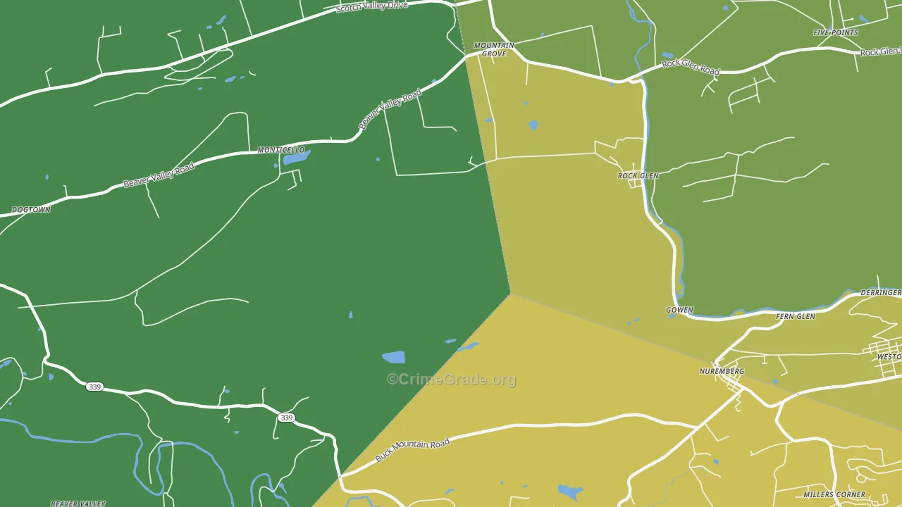 Rock Glen, PA Map of Burglary Rates