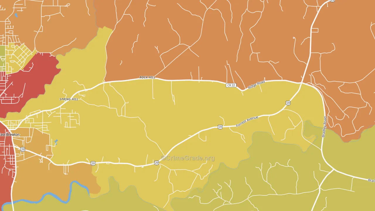 Rock Hill, AL Map of Burglary Rates