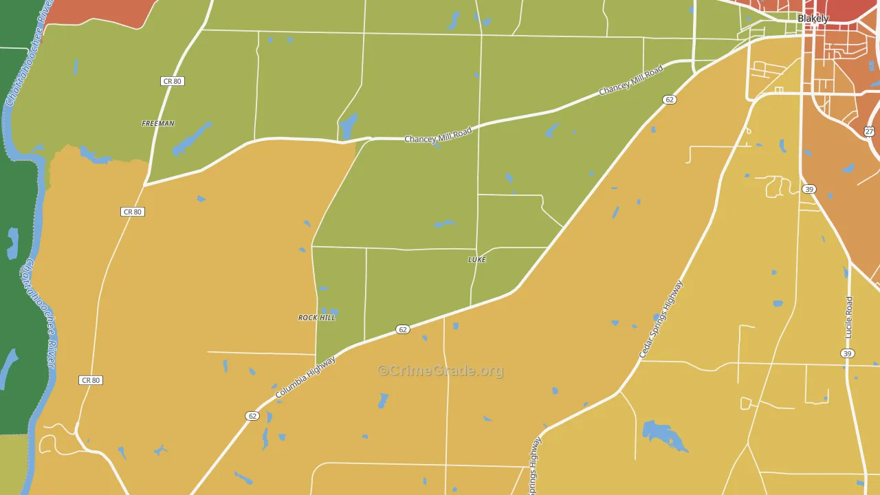 Rock Hill, GA Map of Burglary Rates