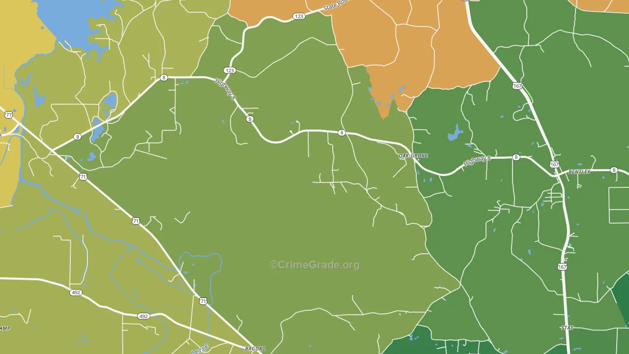 Rock Hill, LA Map of Burglary Rates