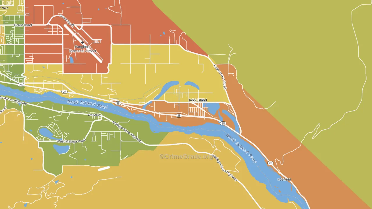 Rock Island, WA Map of Burglary Rates