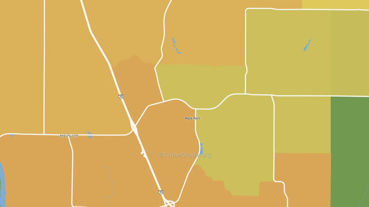 Rock Port, MO Map of Burglary Rates