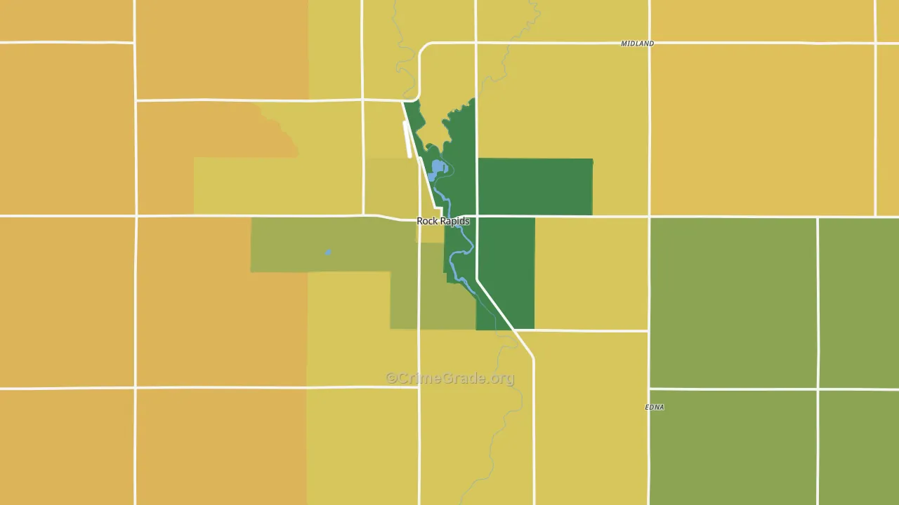 Rock Rapids, IA Map of Burglary Rates