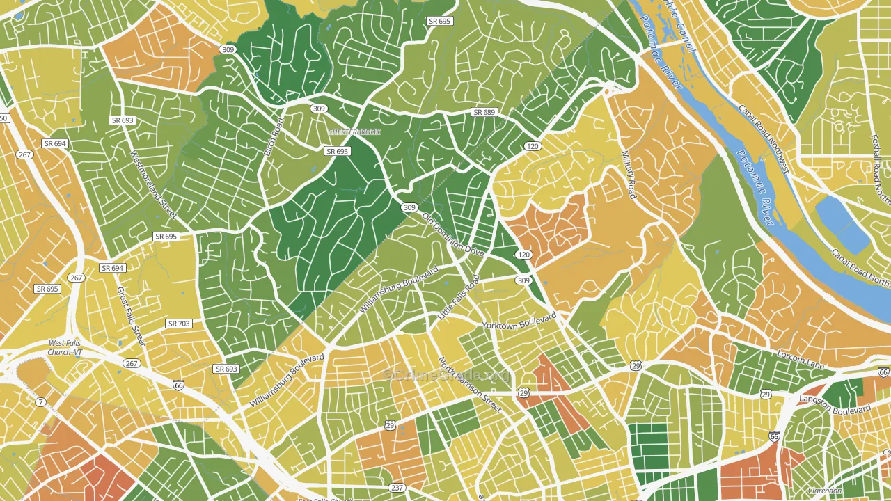 Rock Spring, Arlington, VA Map of Burglary Rates