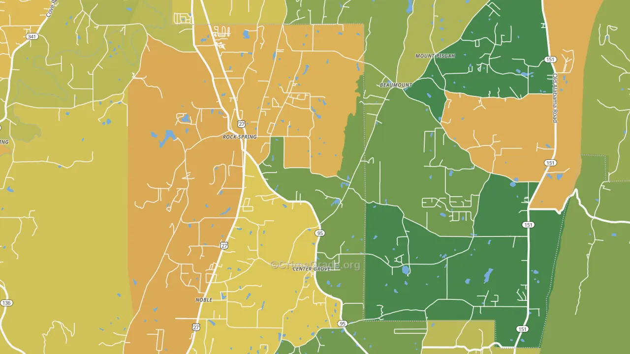 Rock Spring, GA Map of Burglary Rates