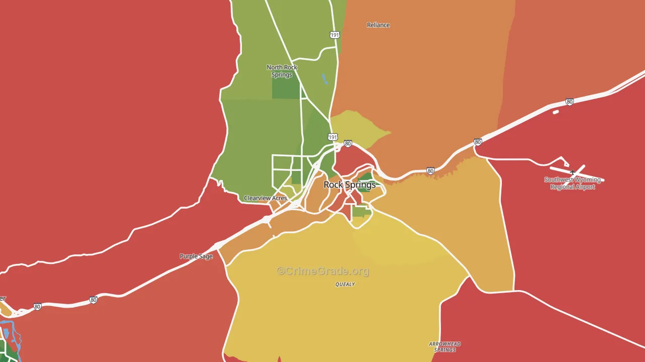 Rock Springs, WY Map of Burglary Rates