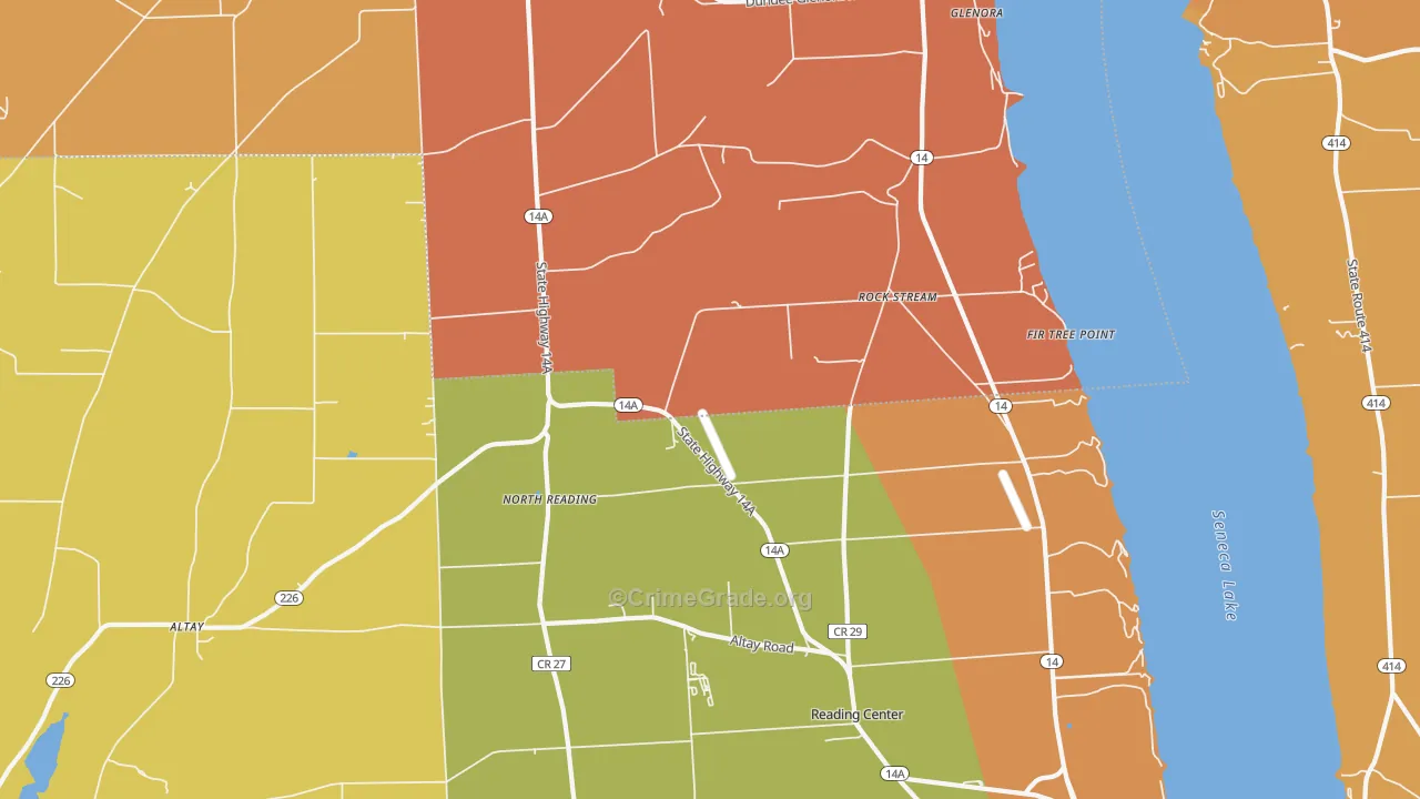 Rock Stream, NY Map of Burglary Rates