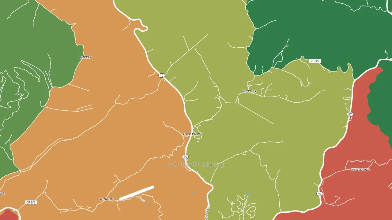 Rock View, WV Map of Burglary Rates