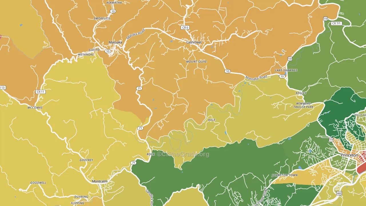 Rock, WV Map of Burglary Rates