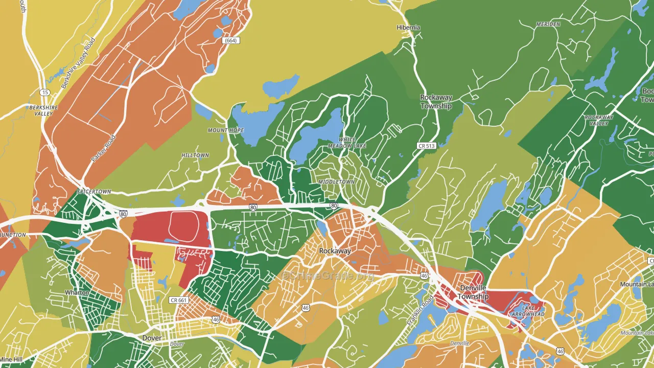 Rockaway, NJ Map of Burglary Rates