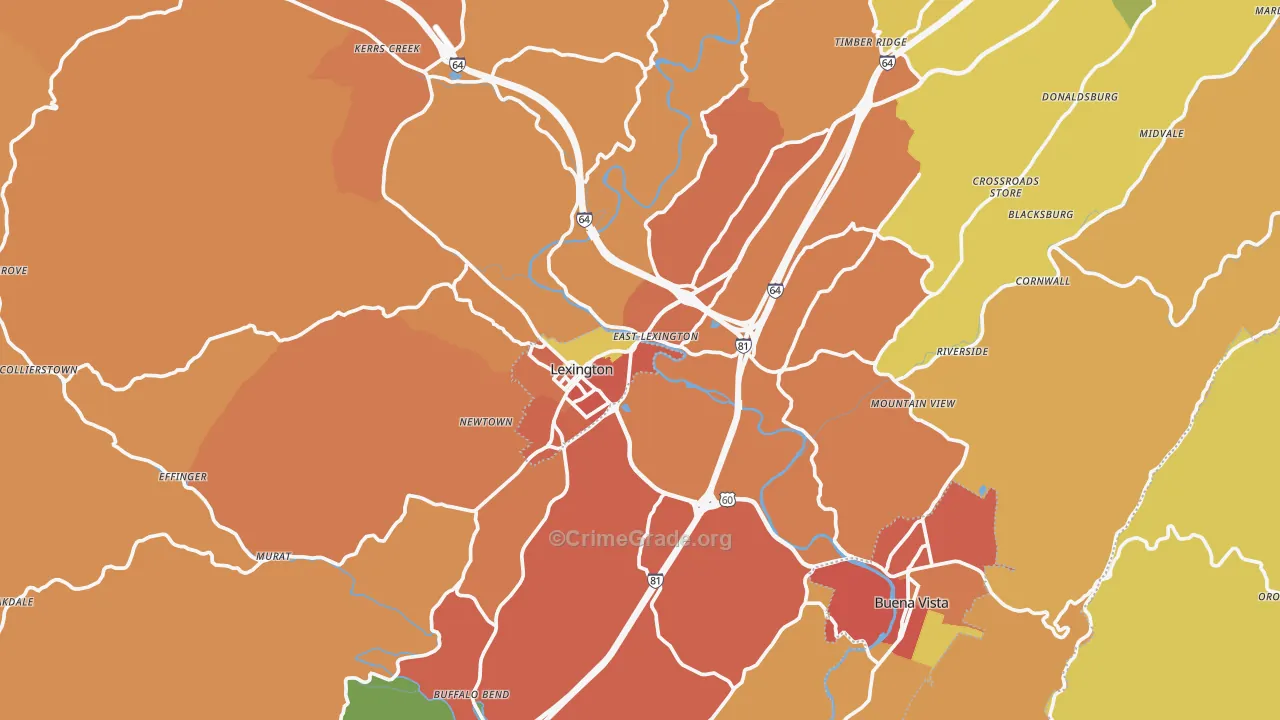 Rockbridge County, VA Map of Burglary Rates