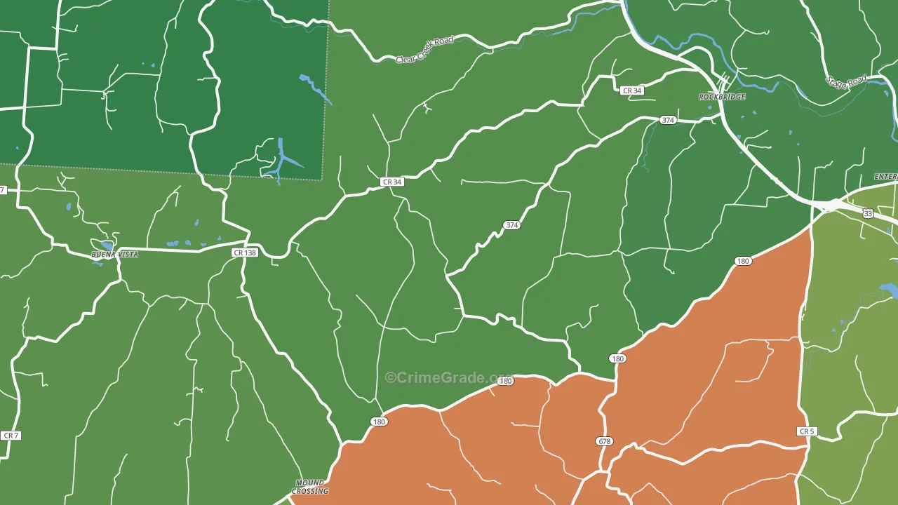 Rockbridge, OH Map of Burglary Rates