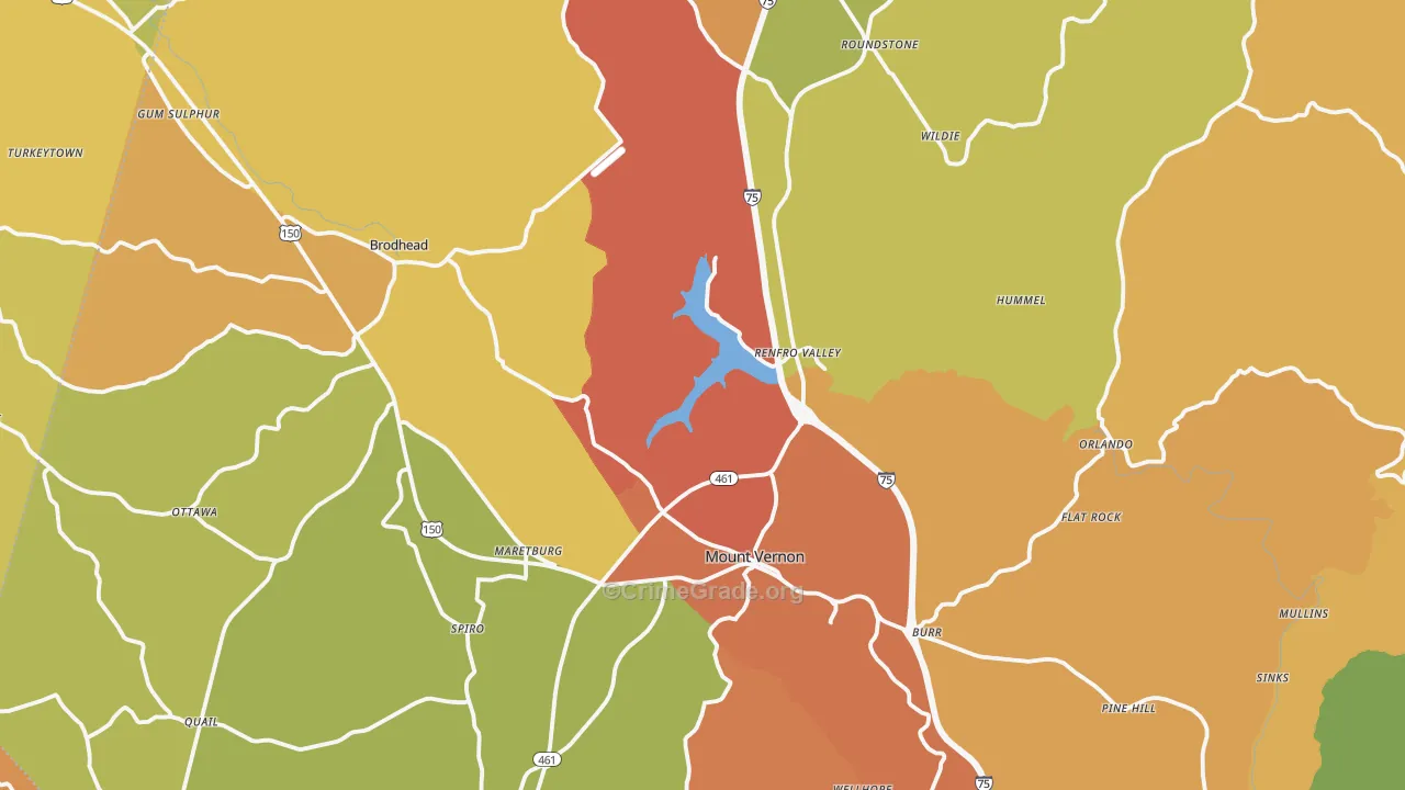 Rockcastle County, KY Map of Burglary Rates
