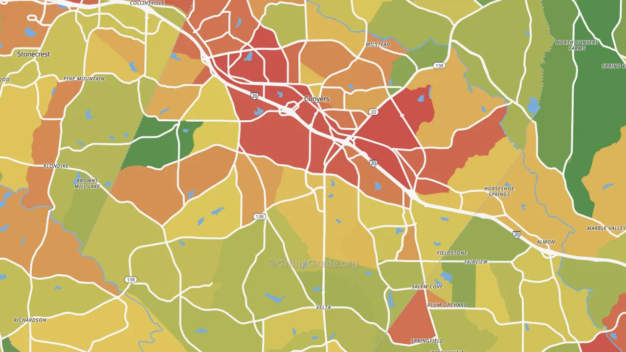 Rockdale County, GA Map of Burglary Rates