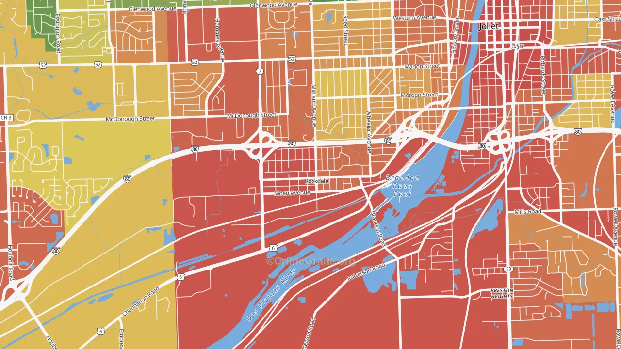 Rockdale, IL Map of Burglary Rates