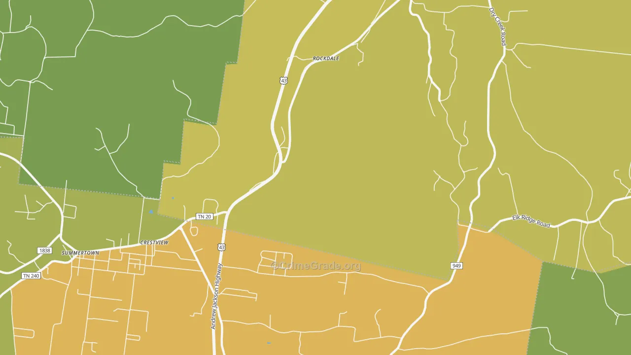 Rockdale, TN Map of Burglary Rates