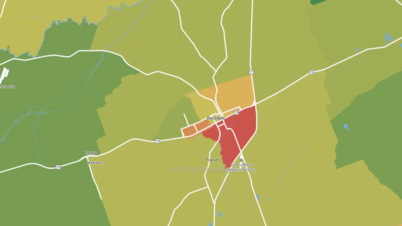 Rockdale, TX Map of Burglary Rates