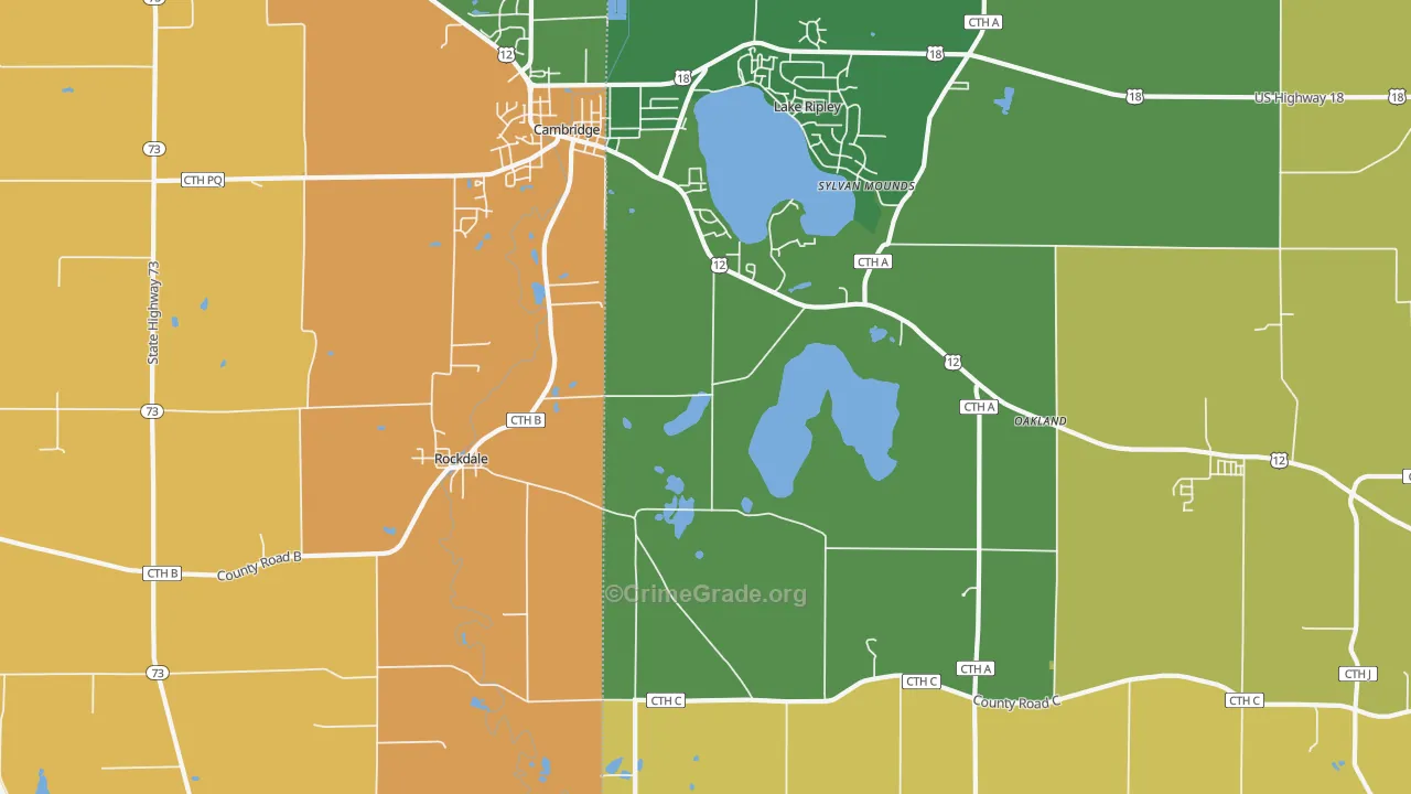 Rockdale, WI Map of Burglary Rates